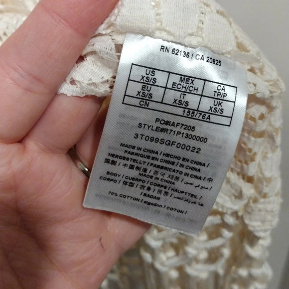 G by Guess Ivory Lace Anita Fringe Kimono Cardigan Sz XS/S-Boho Hippie Romantic - Picture 6 of 7